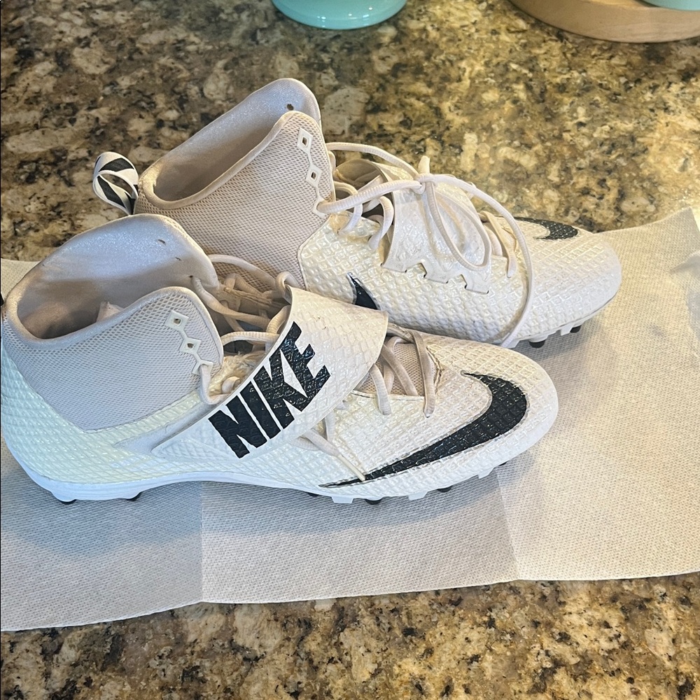Nike White and Black High-Top Cleats